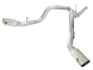 aFe MACHForce XP Exhaust Aluminized Dual Split DPF Back 11-15 GM Diesel Truck V8-6.6L (td) (pol tip) - 49-04043-P