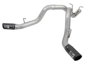 aFe ATLAS 4in DPF-Back Alum Steel Exhaust System w/Dual Exit Black Tip 2017 GM Duramax 6.6L (td) - 49-04086-B