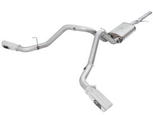 aFe Mach Force-XP Exhaust 3in Cat-Back SS 14-15 GM 1500 Trucks 4.3L/5.3L Dual Split w/ Polished Tip - 49-44057-P