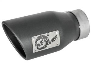 aFe MACH Force-Xp 3in 304 SS Metallic Black Exhaust Tip 3in In x 4-1/2in Out x 9in L Bolt-On Left - 49T30452-B091