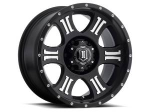 ICON Shield 17x8.5 6x5.5 0mm Offset 4.75in BS 106.1mm Bore Satin Black/Machined Wheel - 1017858347MB