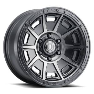 ICON Victory 17x8.5 5x5 -6mm Offset 4.5in BS Smoked Satin Black Tint Wheel - 3017857345SSBT