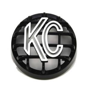 KC HiLiTES 4in. Round ABS Stone Guard for Rally 400 (Single) - Black w/White KC Logo - 7219