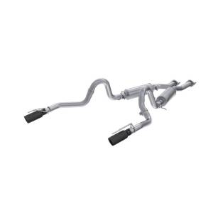 MBRP 99-04 Ford Mustang GT 4.6L 2.5in. Dual Split Rear AL Cat Back w/ 3.5in. Dual Wall Blk. Tips - S7221ALBT