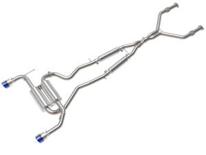 aFe - aFe 14-15 Infiniti Q50 V6 3.7L Takeda 2-1/2in 304 SS Cat-Back Exhaust System w/ Blue Flame Tips 49-36136-L - Image 1