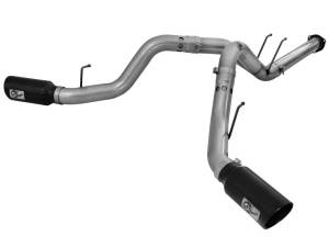 aFe - aFe Large Bore-HD 4in 409 Stainless Steel DPF-Back Exhaust w/Black Tip 15-16 Ford Diesel V8 Trucks 49-43122-B - Image 1