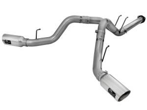 aFe - aFe Large Bore-HD 4in 409 Stainless Steel DPF-Back Exhaust w/Polished Tips 15-16 Ford Diesel Truck 49-43122-P - Image 1