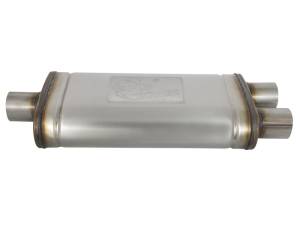 aFe - aFe MACHForce XP SS Muffler 2.5in Center Inlet / 2.5in Dual Outlets 18in L x 9in W x 4in H Body 49M00009 - Image 3