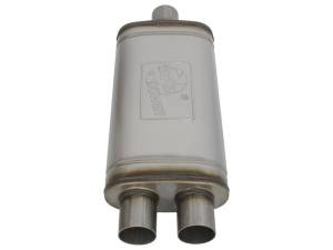 aFe - aFe MACHForce XP SS Muffler 2.5in Center Inlet / 2.5in Dual Outlets 18in L x 9in W x 4in H Body 49M00009 - Image 4
