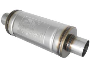 aFe - aFe MACH Force-Xp 409 SS Muffler 3in Center/Center 14in L x 6in Dia - Round Body 49M00012 - Image 1