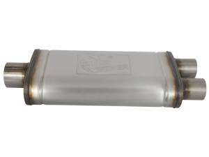 aFe - aFe MACHForce XP SS Muffler 3in Center Inlet / 2.5in Dual Outlets 18in L x 9in W x4in H Body 49M00018 - Image 3
