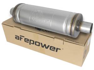 aFe - aFe MACH Force-Xp 409 SS Muffler 2.5in Center/Center 18in L x 6in Dia - Round Body 49M00021 - Image 5