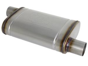 aFe - aFe MACH Force-Xp 409 SS Muffler 2.5in Offset Inlet/2.5in Offset Outlet 14in L x 9in W x 4in H Body 49M00028 - Image 1