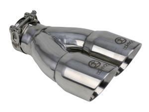 aFe - aFe Takeda 2.5in 304 Stainless Steel Clamp-on Exhaust Tip 2.5in Inlet 3in Dual Outlet - Polished 49T25364-P10 - Image 1