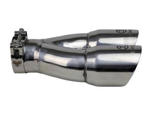 aFe - aFe Takeda 2.5in 304 Stainless Steel Clamp-on Exhaust Tip 2.5in Inlet 3in Dual Outlet - Polished 49T25364-P10 - Image 2