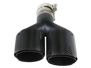 aFe - aFe Takeda 2.5in 304 Stainless Steel Clamp-on Exhaust Tip Driver side 2.5in Inlet 4in Dual-Carbon 49T25480-C122 - Image 3