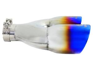 aFe - aFe Takeda 2.5in 304 Stainless Steel Clamp-on Exhaust Tip Passenger Side 2.5in Inlet 4inDual - Blue 49T25484-L121 - Image 2