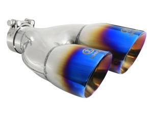 aFe Takeda 2.5in 304 Stainless Steel Clamp-on Exhaust Tip Driver Side 2.5in Inlet 4inDual-Blue Flame 49T25484-L122