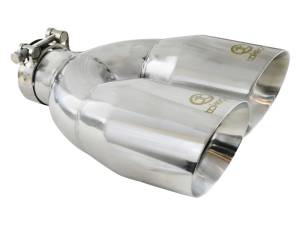 aFe Takeda 2.5in 304 Stainless Steel Clamp-on Tip Passenger Side 2.5in Inlet 4inDual - Polished 49T25484-P121