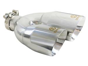 aFe Takeda 2.5in 304 Stainless Steel Clamp-on Exhaust Tip Drivers Side 2.5in Inlet 4inDual- Polished 49T25484-P122