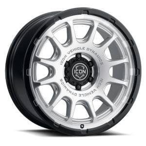 ICON - ICON Alloys Rancho 20x9 / 6x5.5 / 16mm / 5.625in BS Silver Machined w/ Gloss Black Lip Wheel 8420909056SMGB - Image 1